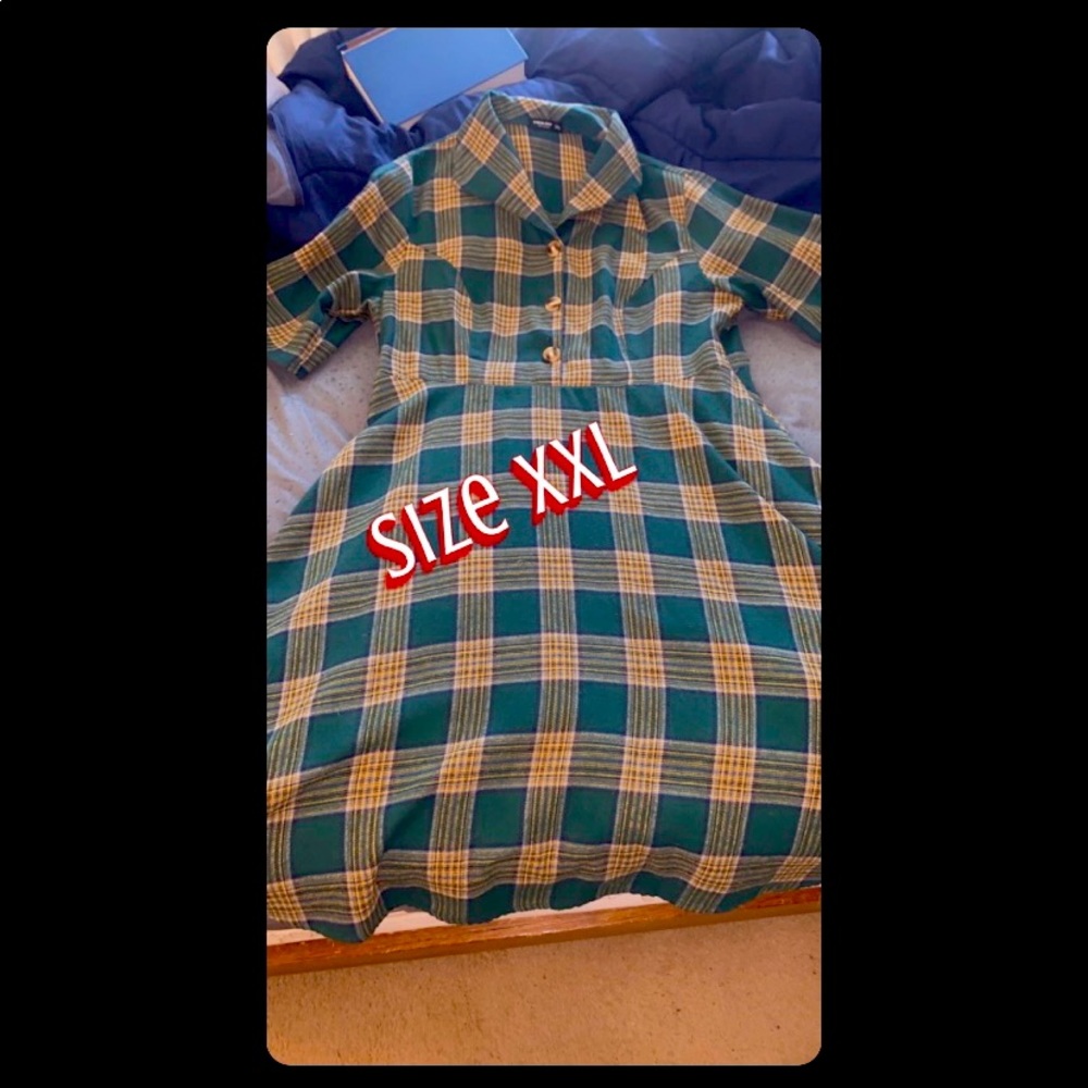 SHEIN green plaid dress XXL